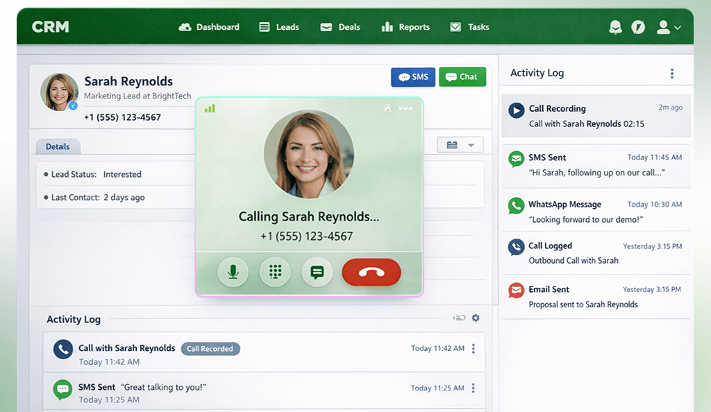calling lead directly from CRM dashboard