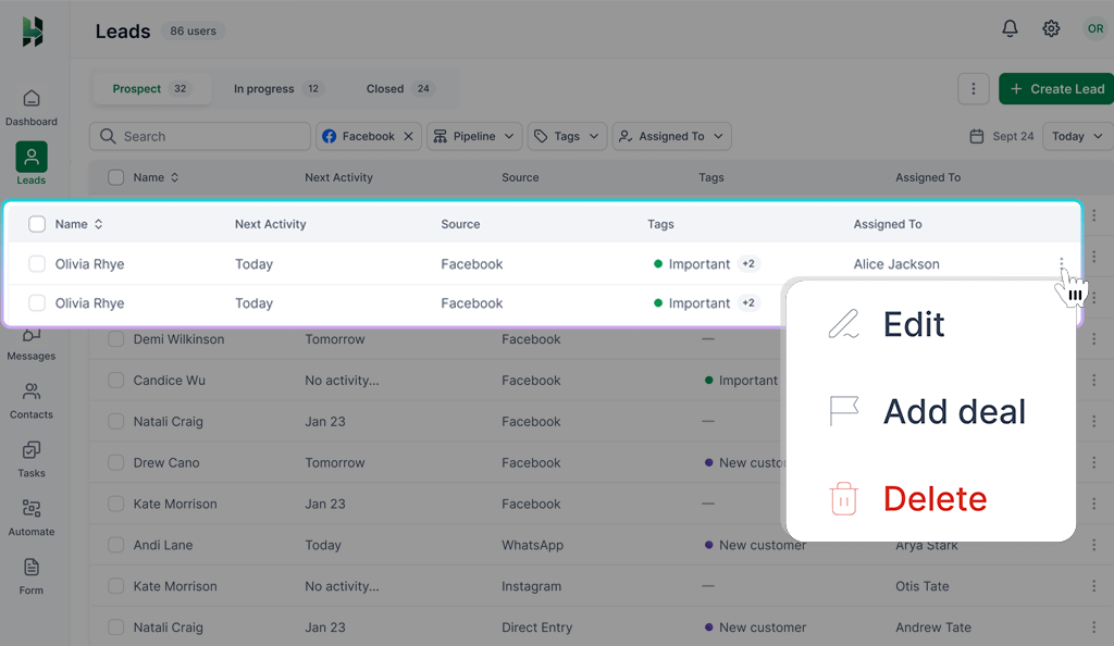 Detect duplicate lead