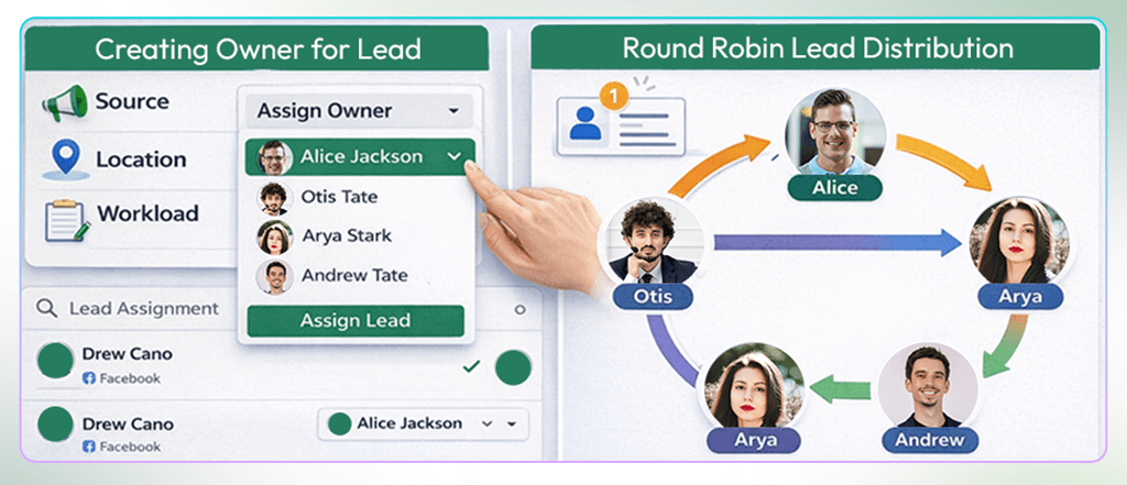 Assigning owner to lead and distributing them to team members
