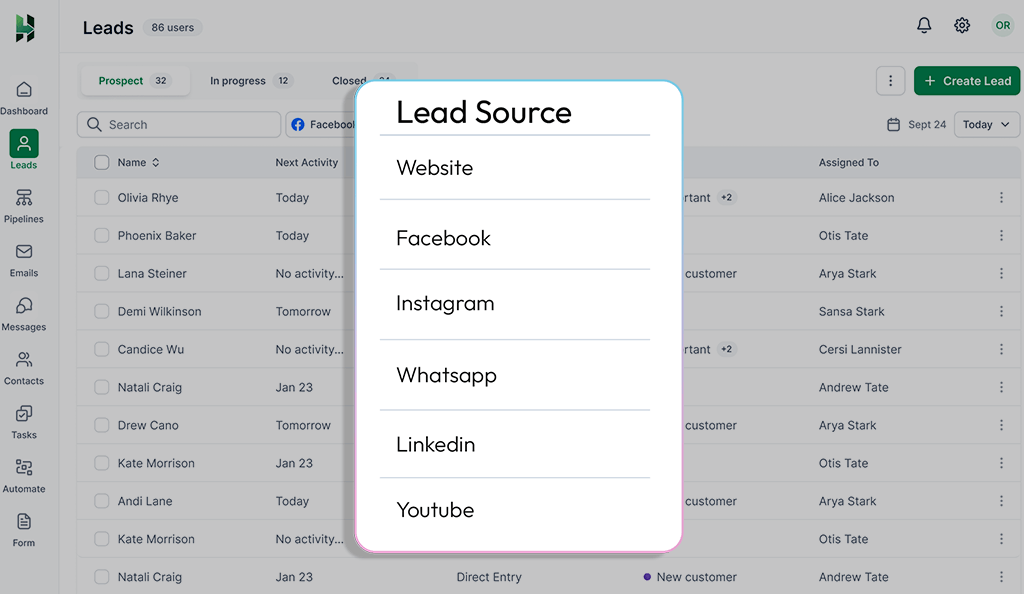 Tracking lead source