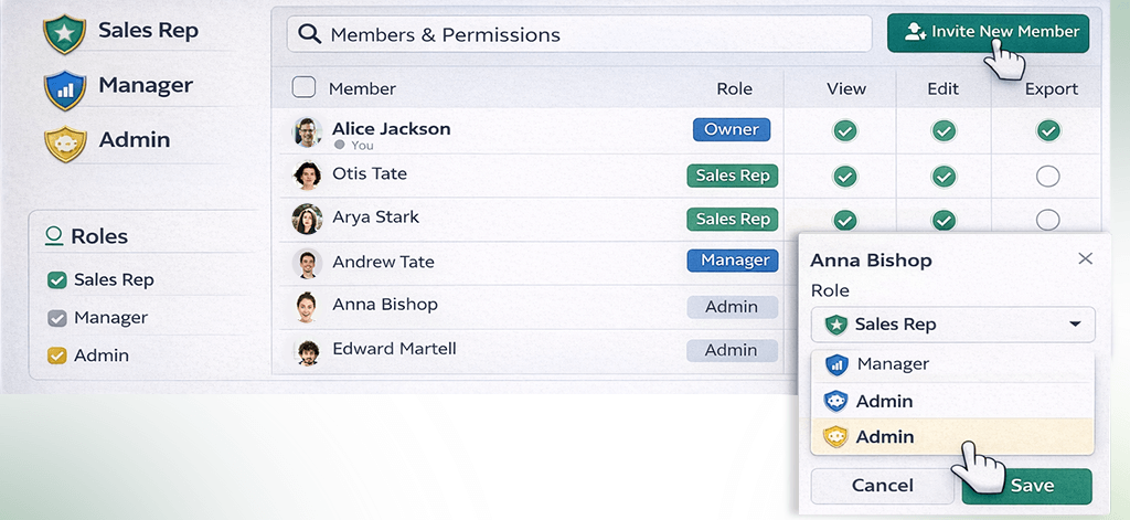 Assigning role to invited members