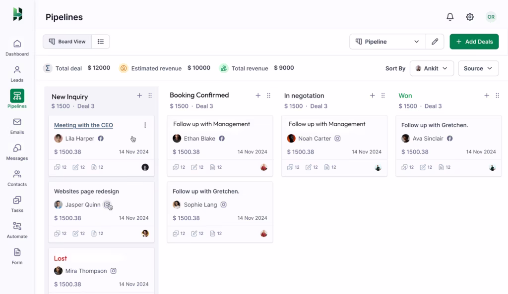 a clear sales pipeline
