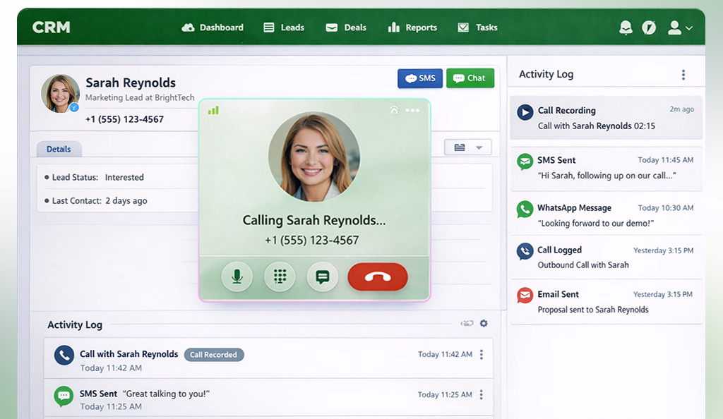 calling lead directly from crm dashboard