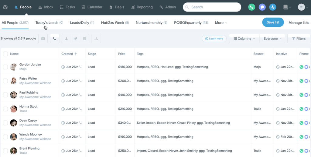 follow up boss dashboard