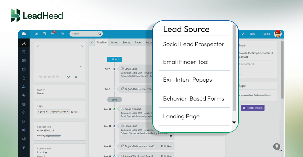 lead captured in Agile CRM
