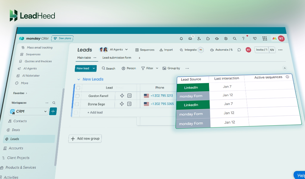 lead captured in monday crm