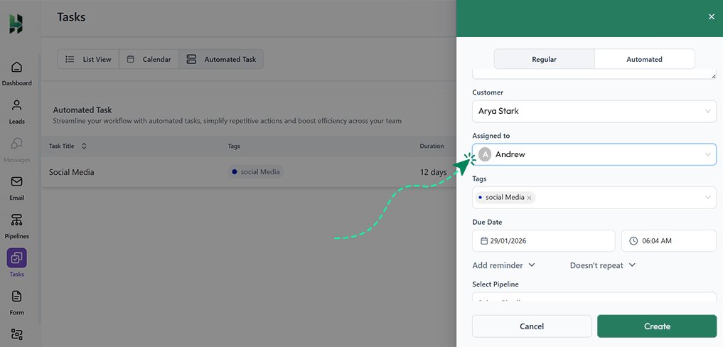 managing task in CRM