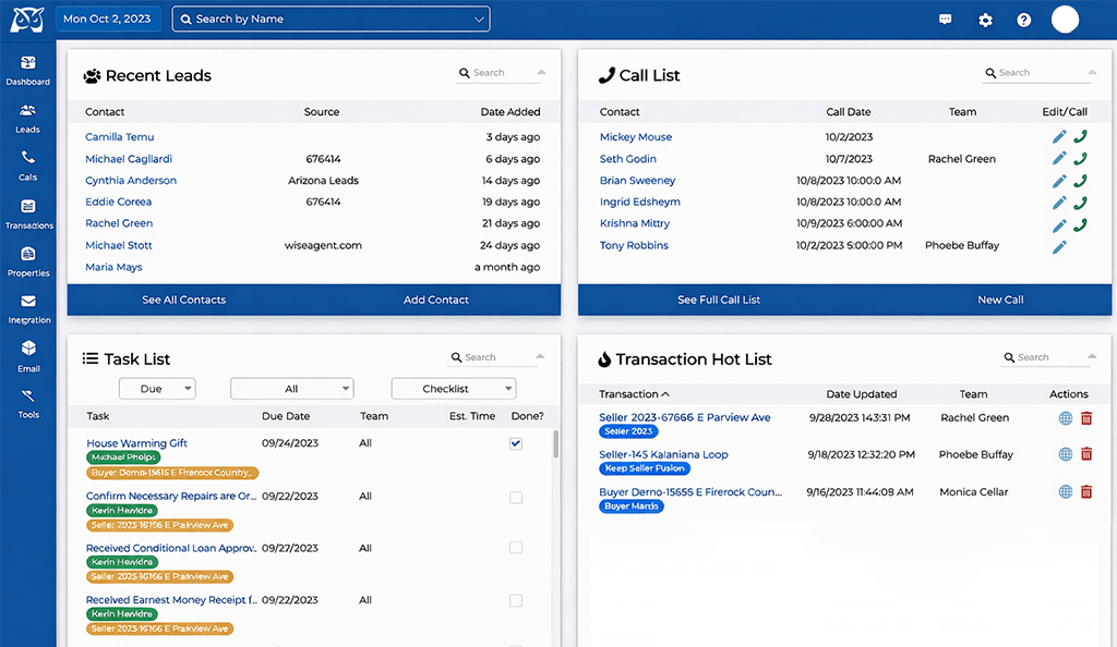 wise agent dashboard