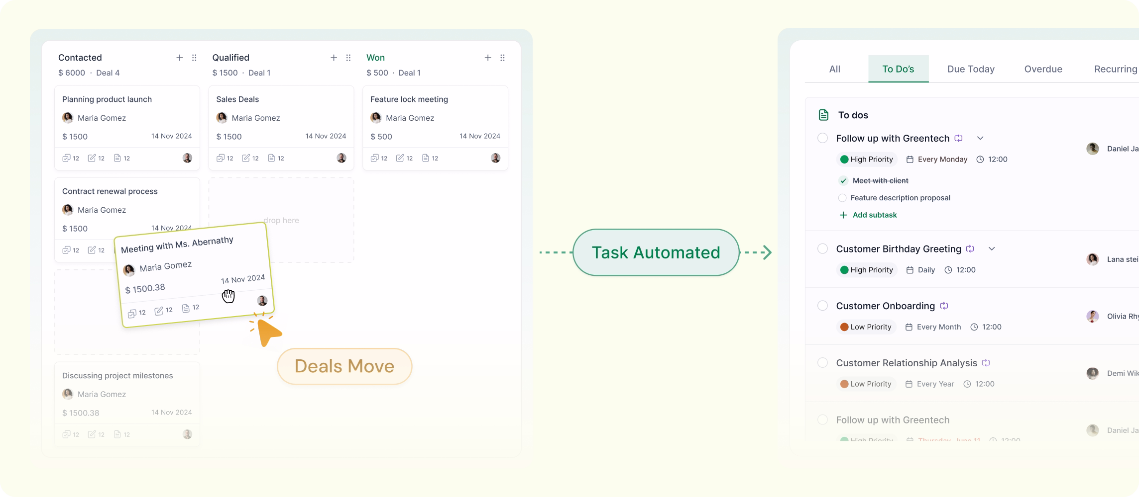 assign a task when a deal reaches a stage