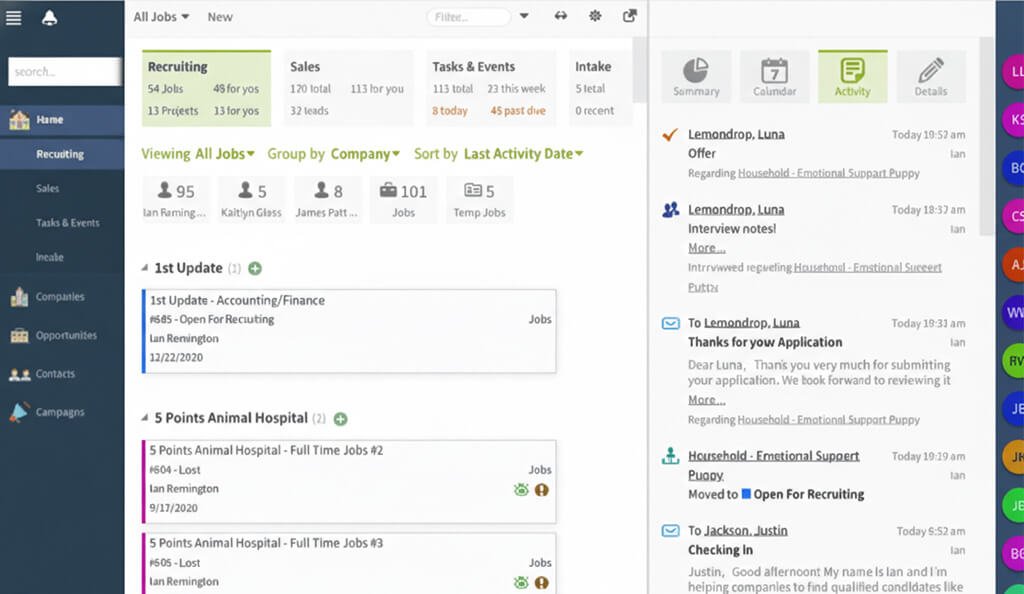 crelate talent dashboard