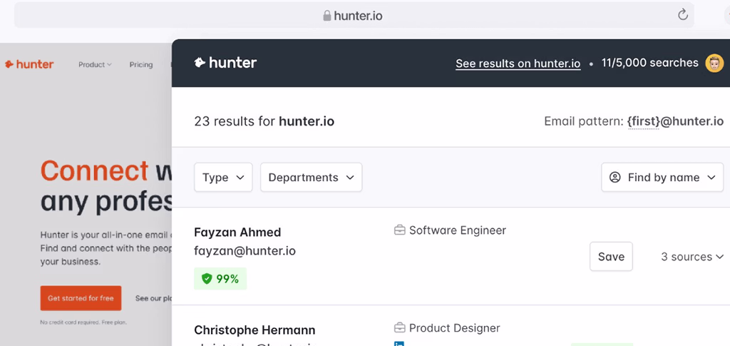 hunter dashboard