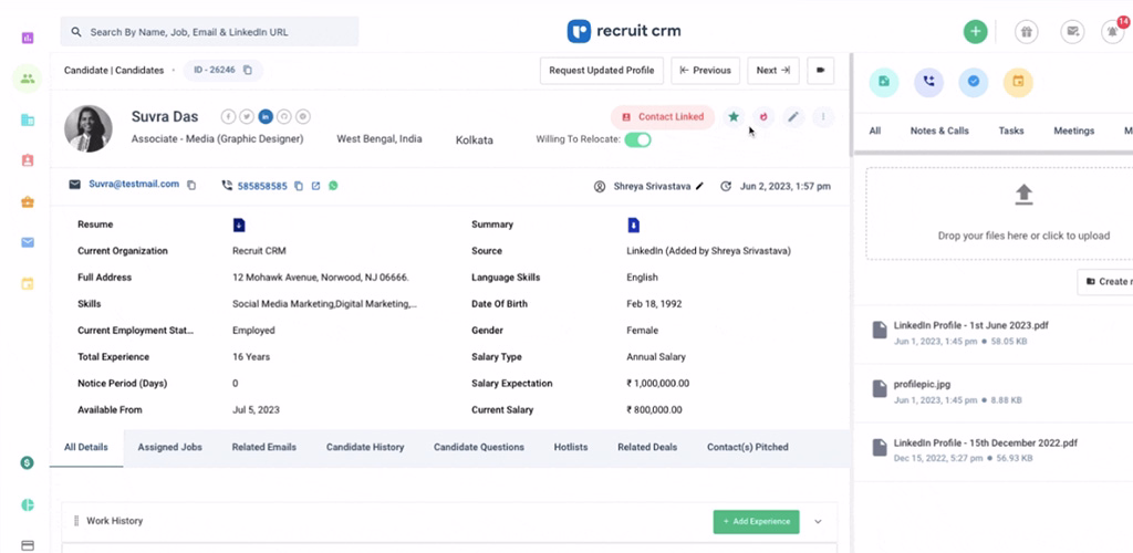 recruit crm dashboard
