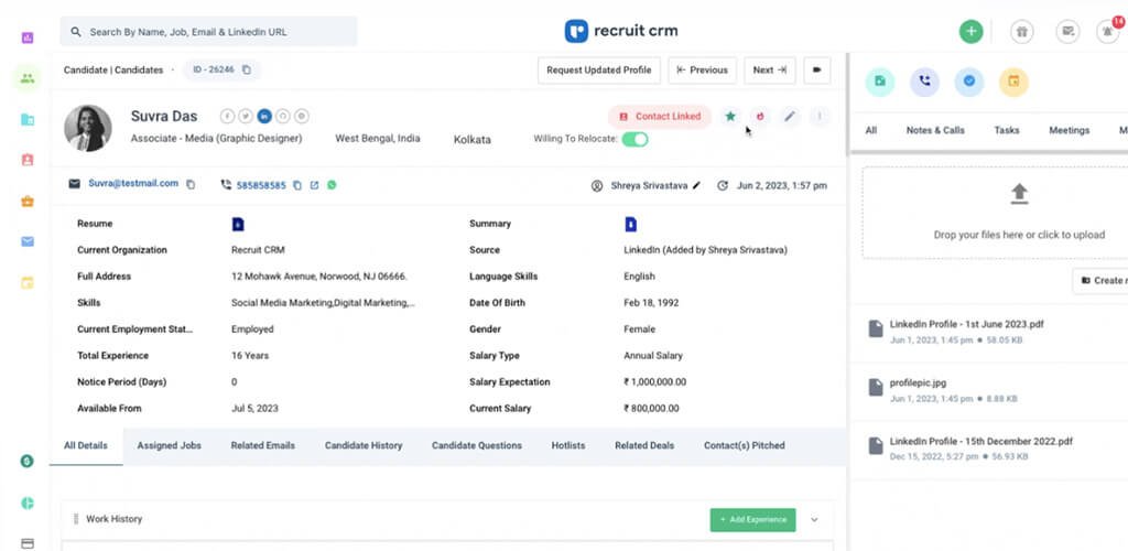 recruit crm dashboard