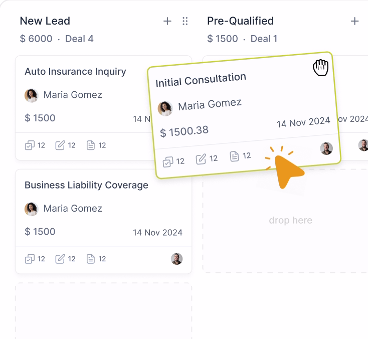 insurance drag and drop stages