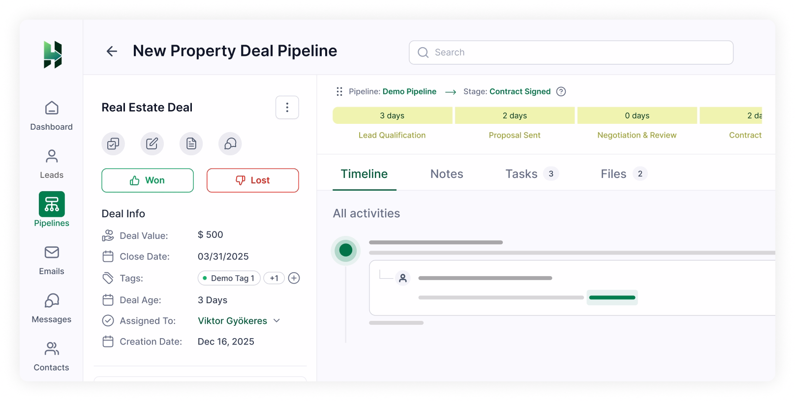 real estate new property deal pipeline